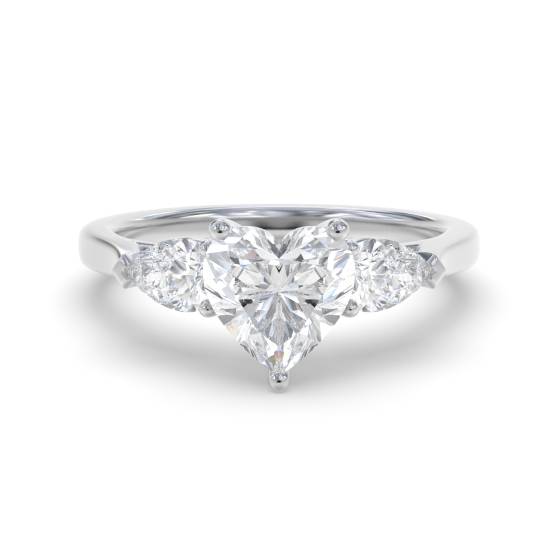 Elegant Heart and Pear Diamond Trilogy Ring