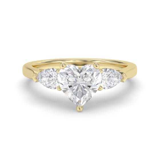 Elegant Heart and Pear Diamond Trilogy Ring