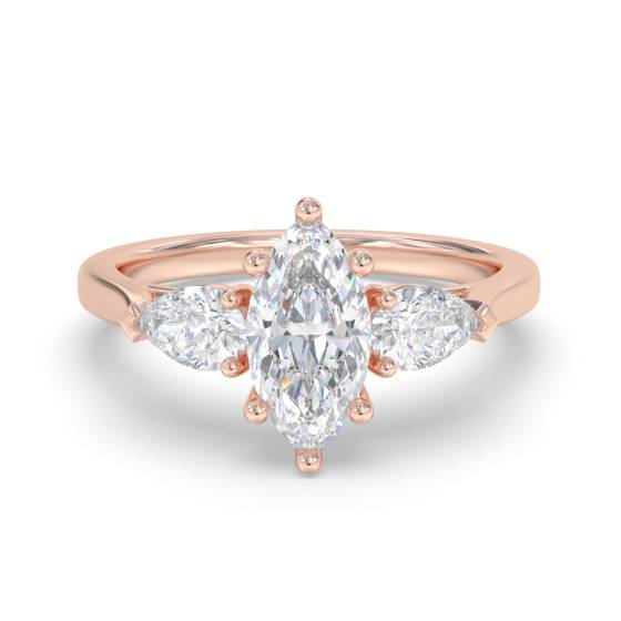 Elegant Marquise and Pear Diamond Trilogy Ring