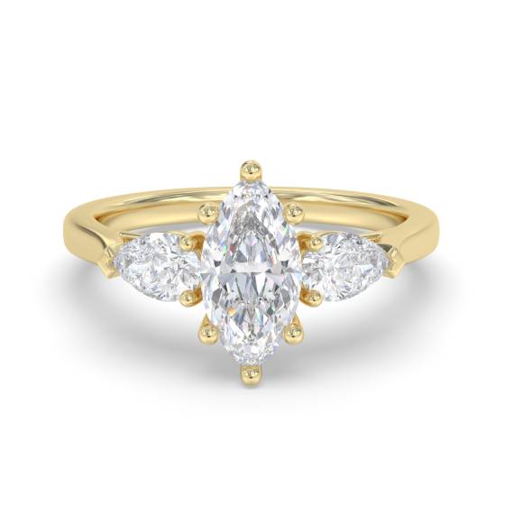 Elegant Marquise and Pear Diamond Trilogy Ring