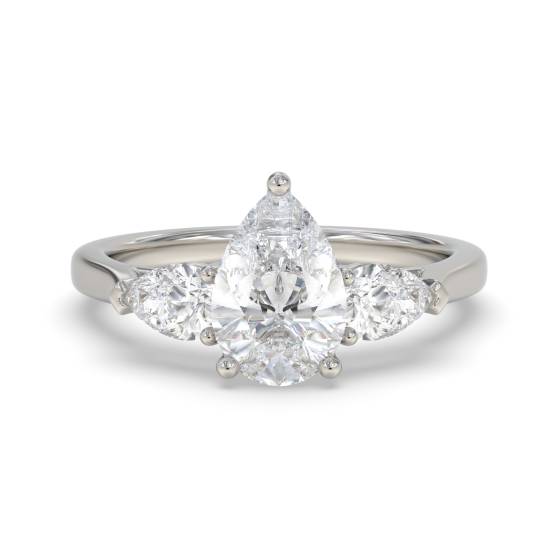 Elegant Pear Diamond Trilogy Ring
