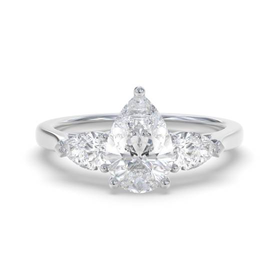 Elegant Pear Diamond Trilogy Ring
