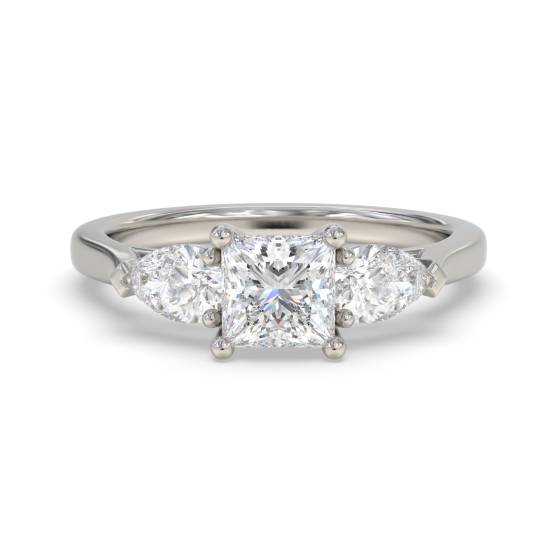 Elegant Princess and Pear Diamond Trilogy Ring