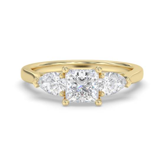 Elegant Princess and Pear Diamond Trilogy Ring