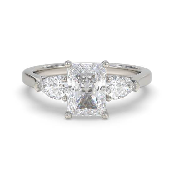 Elegant Radiant and Pear Diamond Trilogy Ring