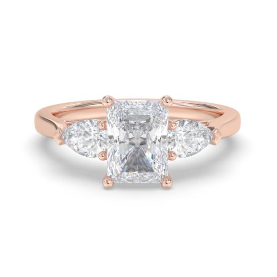 Elegant Radiant and Pear Diamond Trilogy Ring