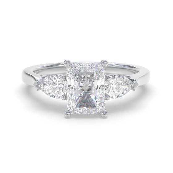 Elegant Radiant and Pear Diamond Trilogy Ring