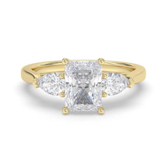 Elegant Radiant and Pear Diamond Trilogy Ring