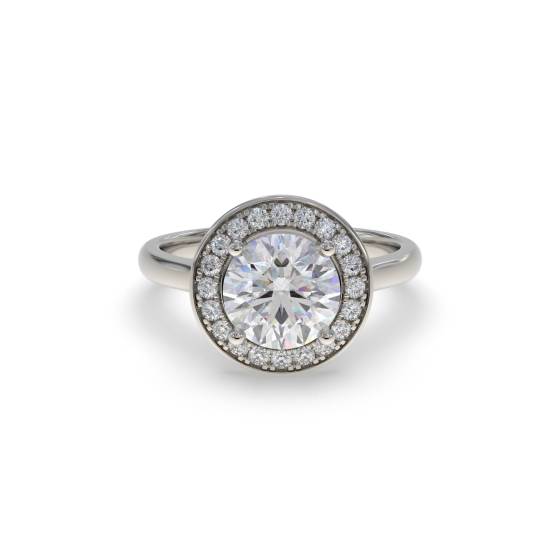 Round Diamond Bezel Set Single Halo Ring