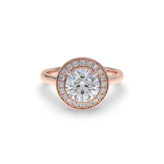 Round Diamond Bezel Set Single Halo Ring