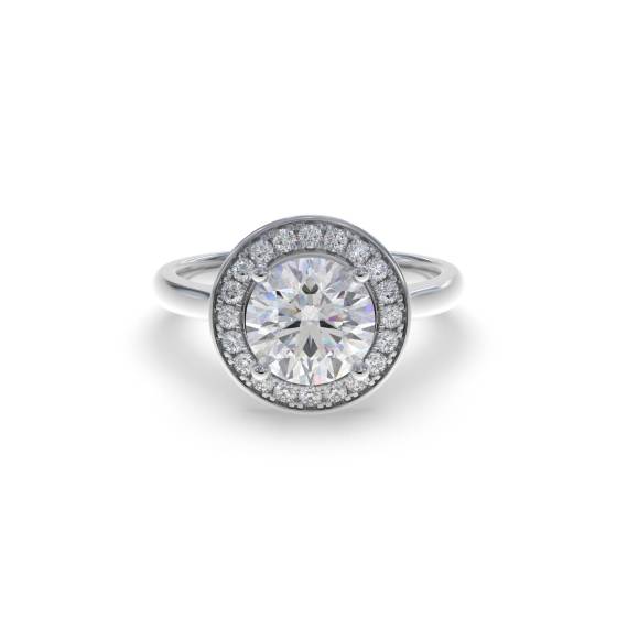 Round Diamond Bezel Set Single Halo Ring
