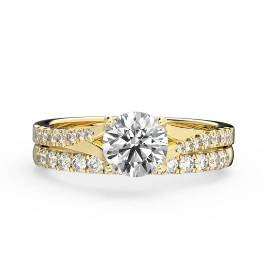 Round Diamond Shoulder Set Bridal Set