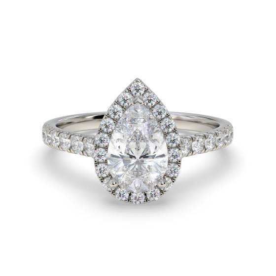Pear Diamond Single Halo Shoulder Set Ring