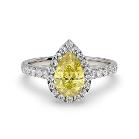 Fancy Yellow Pear Diamond Cluster Ring
