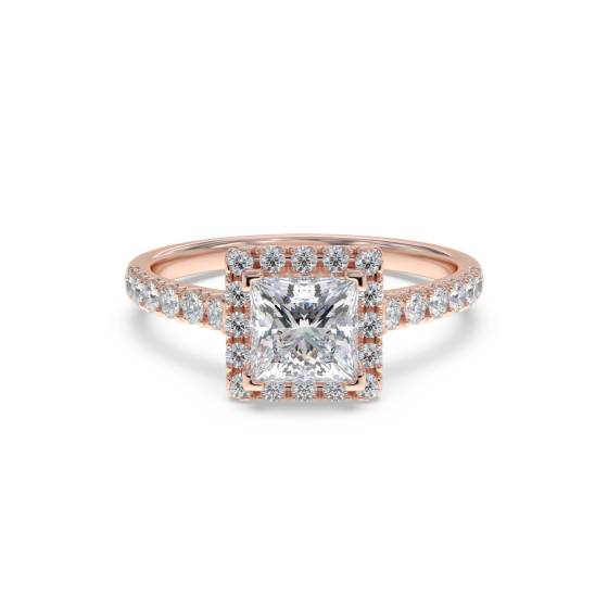 Corner Claw Princess Diamond Single Halo Ring