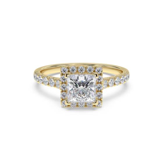 Corner Claw Princess Diamond Single Halo Ring