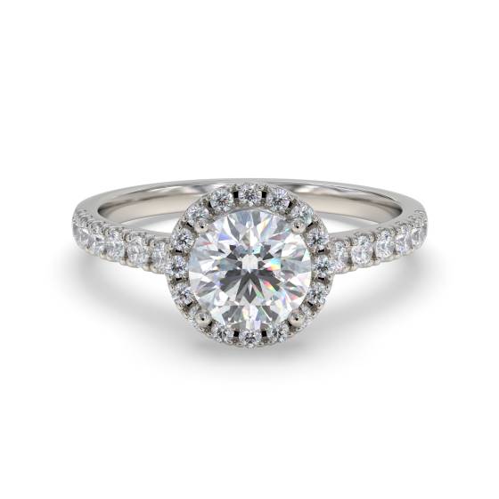 Round Diamond Single Halo Shoulder Set Ring