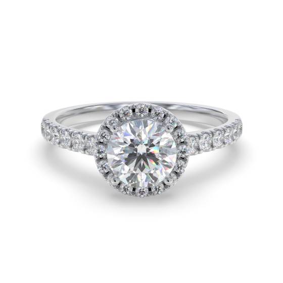 Round Diamond Single Halo Shoulder Set Ring