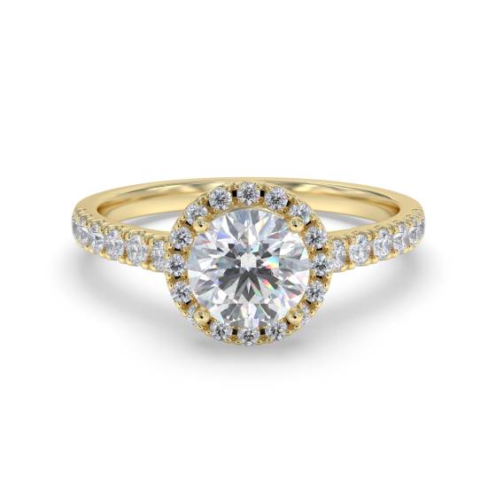 Round Diamond Single Halo Shoulder Set Ring