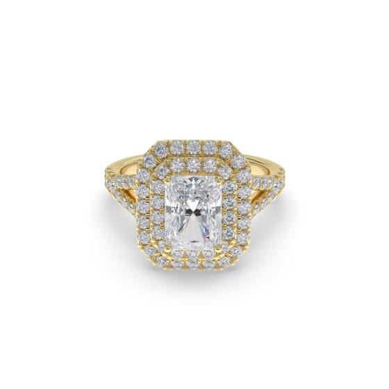Radiant Diamond Double Halo Shoulder Set Ring