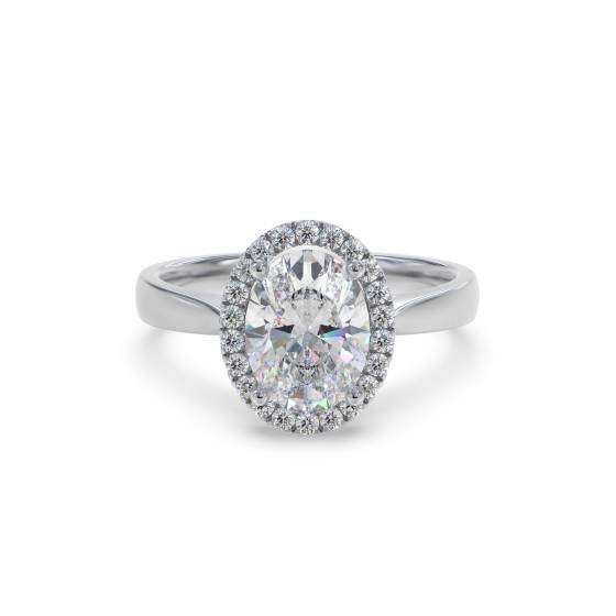 Oval Diamond Single Halo Ring