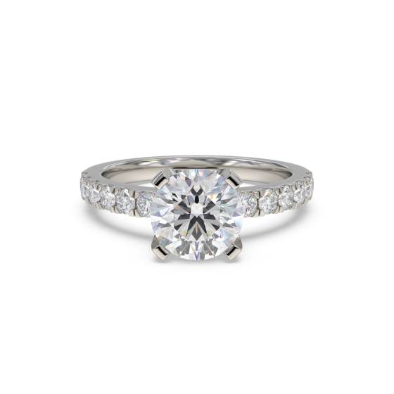 1.25ct SI2/E Natural Round Diamond Shoulder Set Ring in Platinum