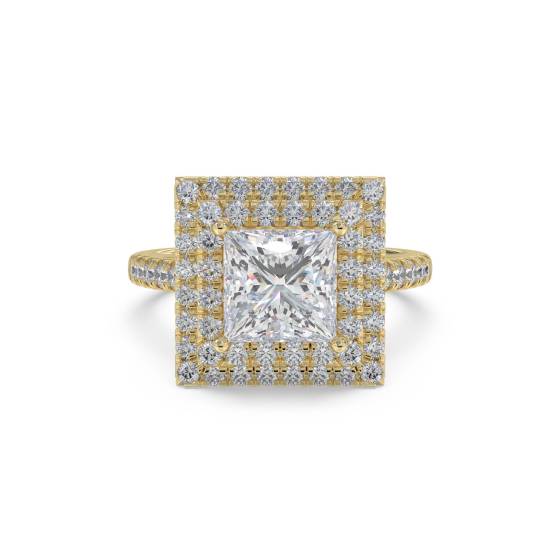 Princess Diamond Double Halo Shoulder Set Ring
