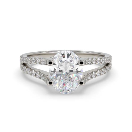Oval Diamond Shoulder Set Ring