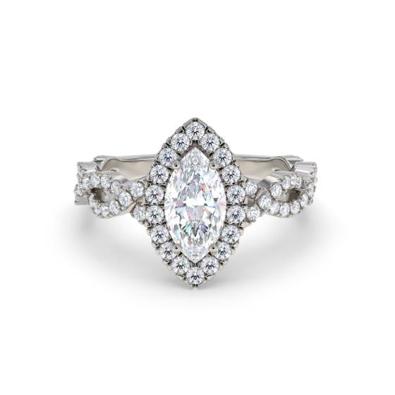 Marquise Diamond Single Halo Shoulder Set Ring