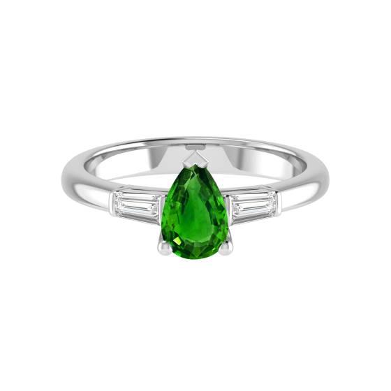 Elegant Emerald Diamond Trilogy Ring
