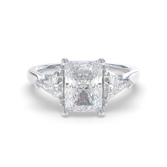 Elegant Radiant and Trillion Diamond Trilogy Ring