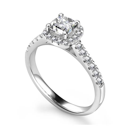 GIA Certified 1.41ct SI2/G Cushion Natural Diamond Halo Ring