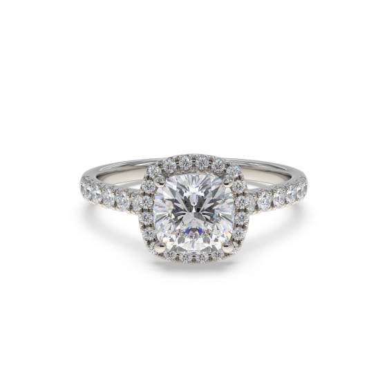 Cushion Diamond Single Halo Shoulder Set Ring