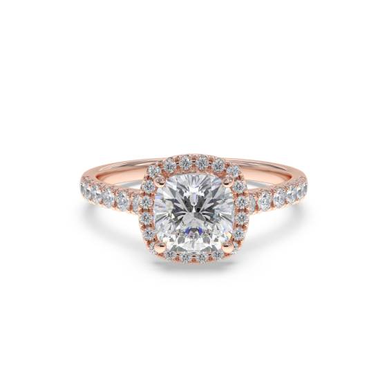 Cushion Diamond Single Halo Shoulder Set Ring