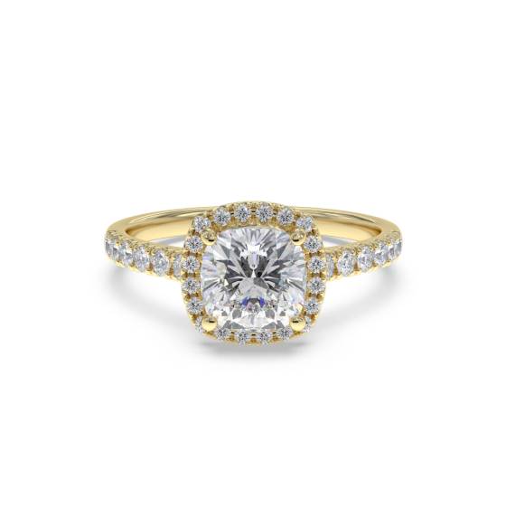 Cushion Diamond Single Halo Shoulder Set Ring