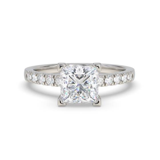 Princess Diamond Shoulder Set Ring