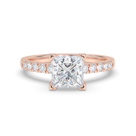 Princess Diamond Shoulder Set Ring