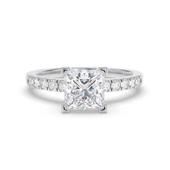 Princess Diamond Shoulder Set Ring
