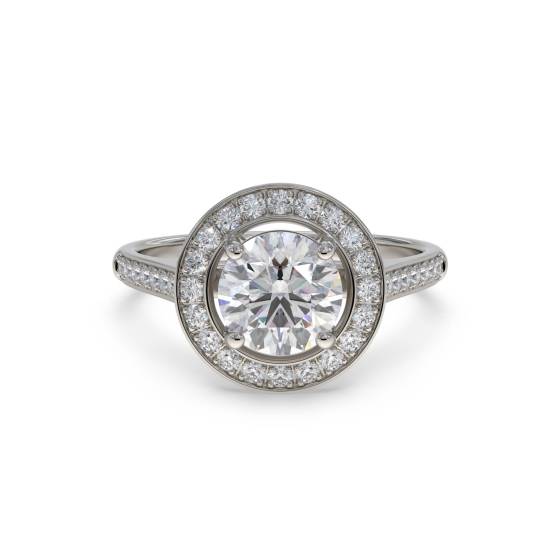 Modern Round Diamond Single Halo Ring