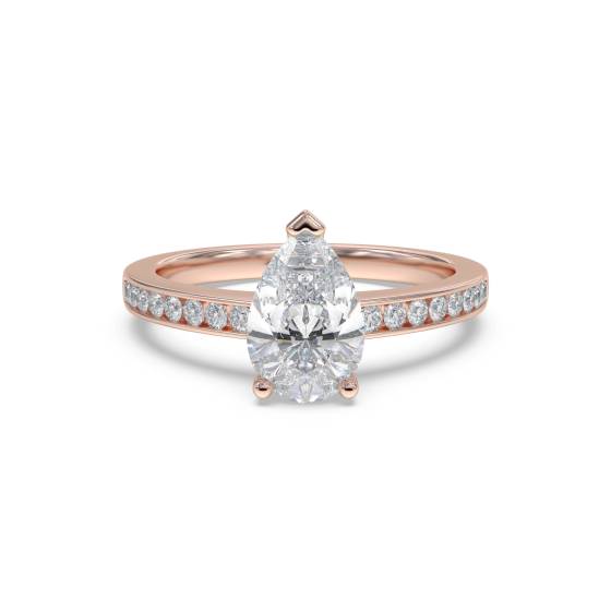 Classic Pear and Round Diamond Shoulder Set Ring