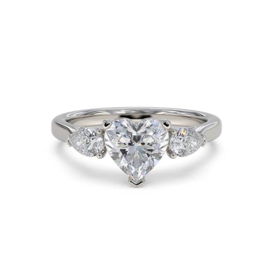 Modern Heart and Pear Diamond Trilogy Ring