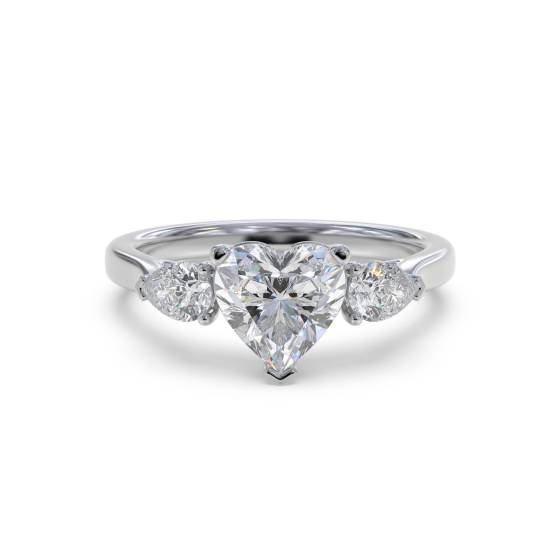 Modern Heart and Pear Diamond Trilogy Ring