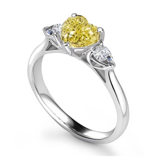 Yellow Heart Diamond Trilogy Ring