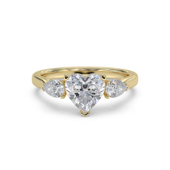 Modern Heart and Pear Diamond Trilogy Ring