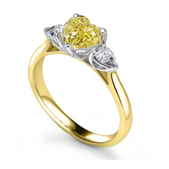 Yellow Heart Diamond Trilogy Ring
