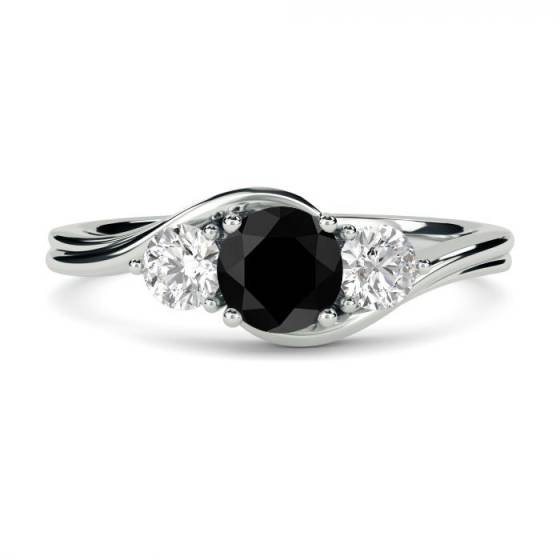 Round Black Diamond Trilogy Ring
