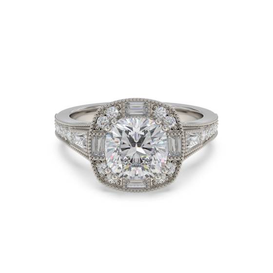 Cushion & Baguette Diamond Designer Ring