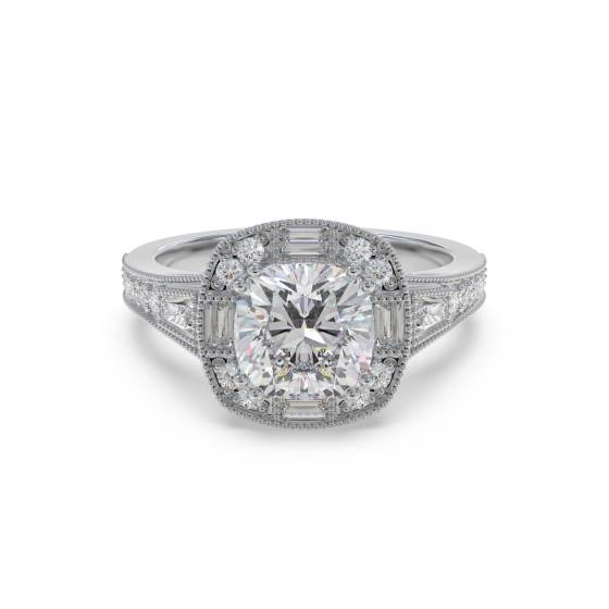 Cushion & Baguette Diamond Designer Ring