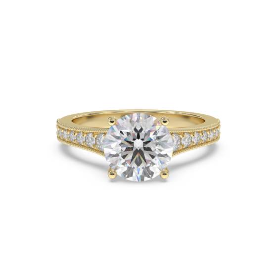 Milrgrain Shoulder Set Diamond Engagement Ring