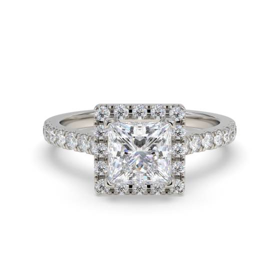 Corner Claw Princess Diamond Single Halo Ring